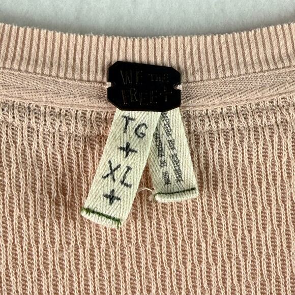 Free People We the Free Rainbow Thermal Shirt Long Sleeve Henley Rose Womens XL - Picture 8 of 11